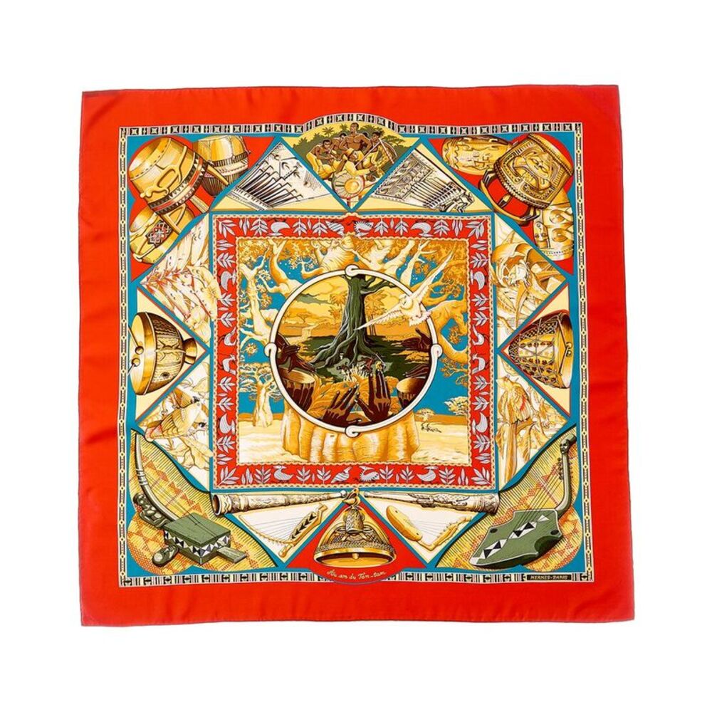 Hermès Au Son Du Tam-Tam Laurence Bourthoumieux Silk Scarf (Authentic Pre-Loved)